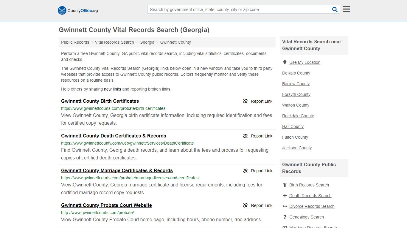 Gwinnett County Vital Records Search (Georgia) - County Office